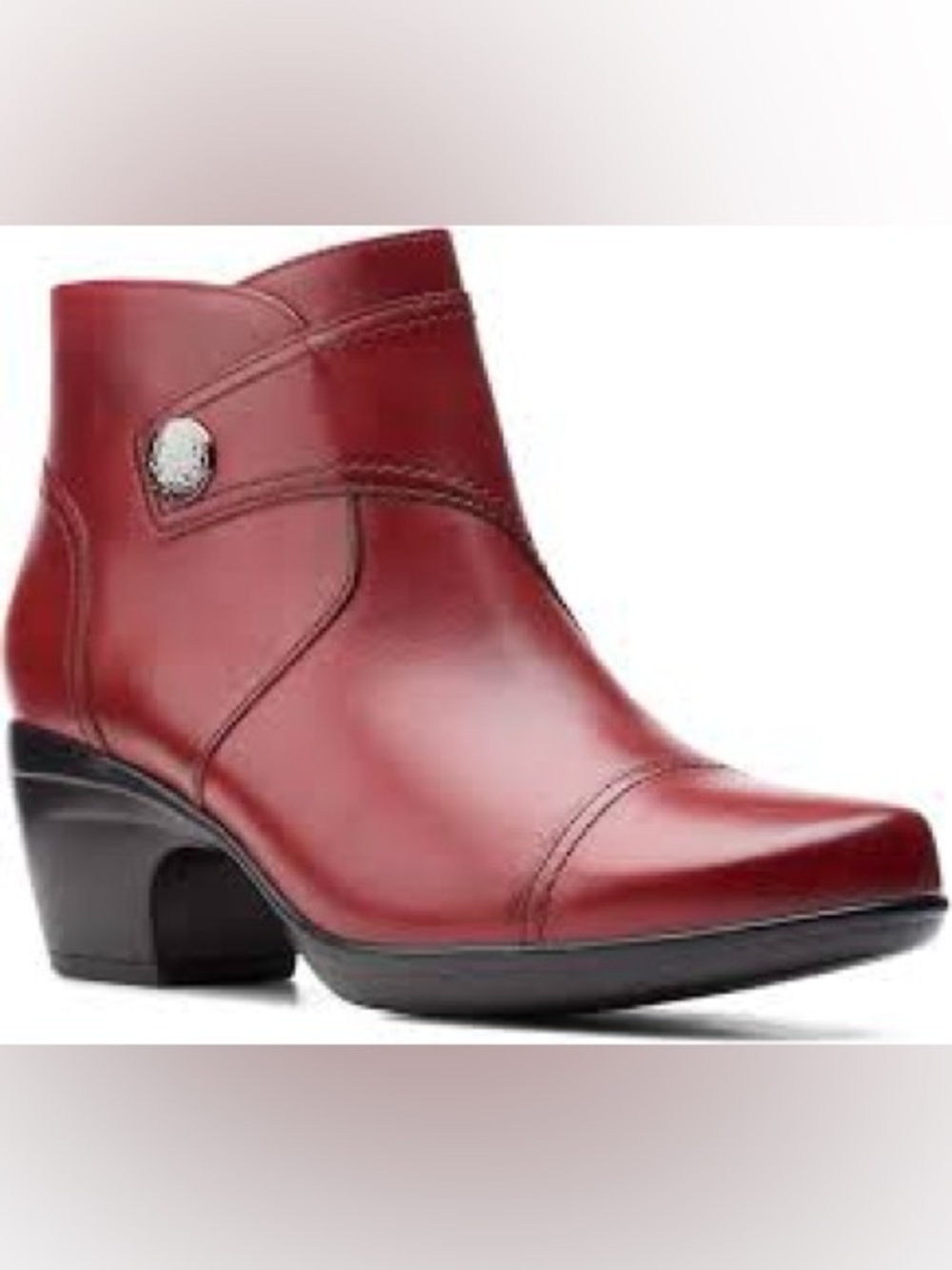Clark’s Emily Calle Red Leather Ankle Boots